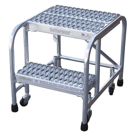 Rolling Step, 2 Steps, 20 in Overall Height, Aluminum, Silver MPN:A2N2626A4B3C50P6