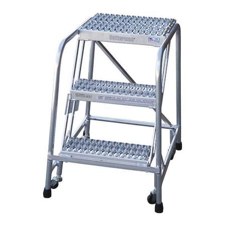 30 in H Aluminum Rolling Ladder, 3 Steps, 350 lb Load Capacity MPN:A3N1822A4B3C50P6