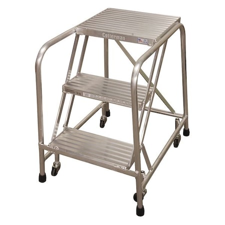 Rolling Step, 3 Steps, 30 in Overall Height, Aluminum, Silver MPN:A3N2630A4B3C50P6