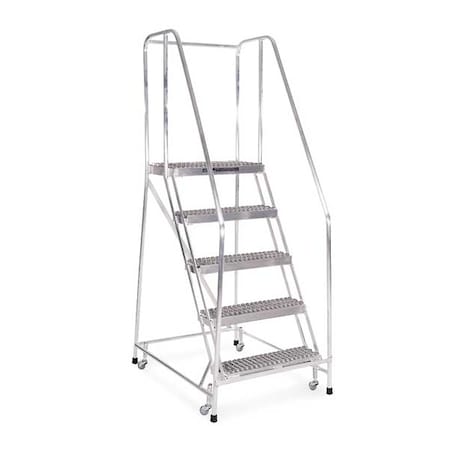 80 in H Aluminum Rolling Ladder, 5 Steps, 350 lb Load Capacity MPN:A5R2630A3B3C50P6