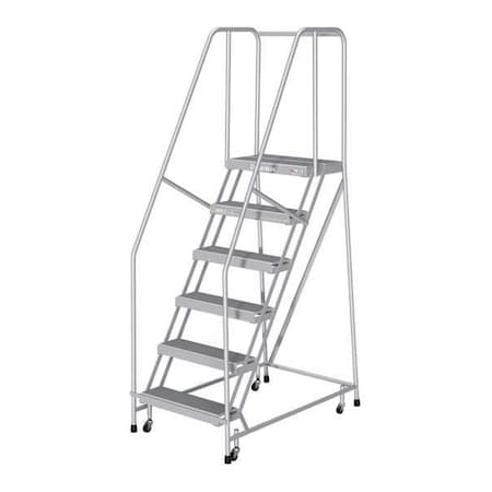 90 in H Aluminum Rolling Ladder, 6 Steps, 350 lb Load Capacity MPN:A6R2630A4B3C50M6P6