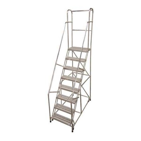110 in H Aluminum Rolling Ladder, 8 Steps, 350 lb Load Capacity MPN:A8R2630A4B3C50M6P6
