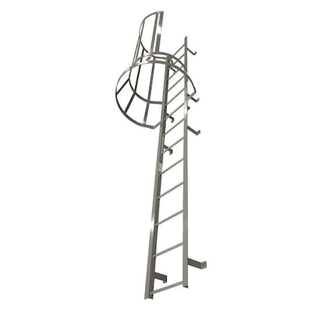 29 ft 3 in Overall H, Fixed Ladder with Safety Cage, Steel, 30 Steps, Right Exit MPN:M30SC L9 C1