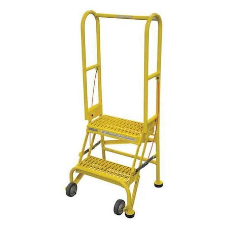 50 in H Steel Rolling Ladder, 2 Steps, 350 lb Load Capacity MPN:SAS2A3E10B8C2P6
