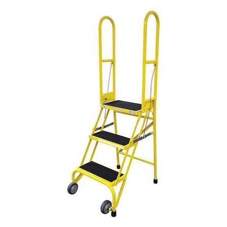 60 in H Steel Rolling Ladder, 3 Steps, 350 lb Load Capacity MPN:SAS3A2E10B8C2P6