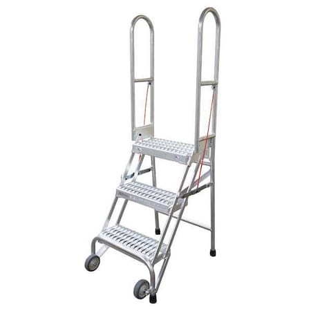 60 in H Steel Folding Rolling Ladder, 3 Steps, 350 lb Load Capacity MPN:SAS3A3E10B8C1P6