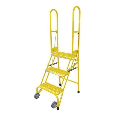 60 in H Steel Rolling Ladder, 3 Steps, 350 lb Load Capacity MPN:SAS3A3E10B8C2P6