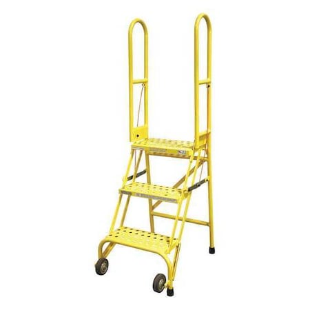 60 in H Steel Rolling Ladder, 3 Steps, 350 lb Load Capacity MPN:SAS3A6E10B8C2P6