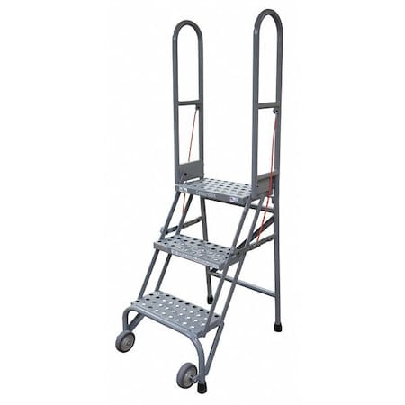 70 in H Steel Folding Rolling Ladder, 4 Steps, 350 lb Load Capacity MPN:SAS4A6E10B8C1P6
