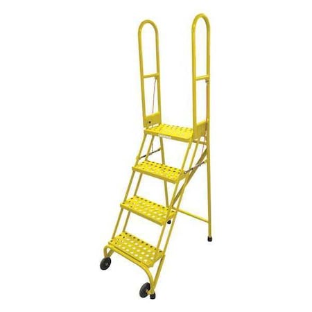 70 in H Steel Rolling Ladder, 4 Steps, 350 lb Load Capacity MPN:SAS4A6E10B8C2P6