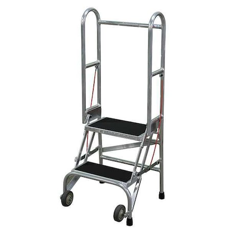 50 in H Aluminum Folding Rolling Ladder, 2 Steps, 350 lb Load Capacity MPN:SASA2A2E10C50P6