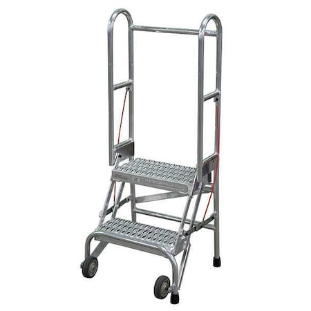 50 in H Aluminum Folding Rolling Ladder, 2 Steps, 350 lb Load Capacity MPN:SASA2A3E10C50P6