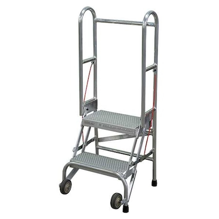 50 in H Aluminum Folding Rolling Ladder, 2 Steps, 350 lb Load Capacity MPN:SASA2A6E10C50P6