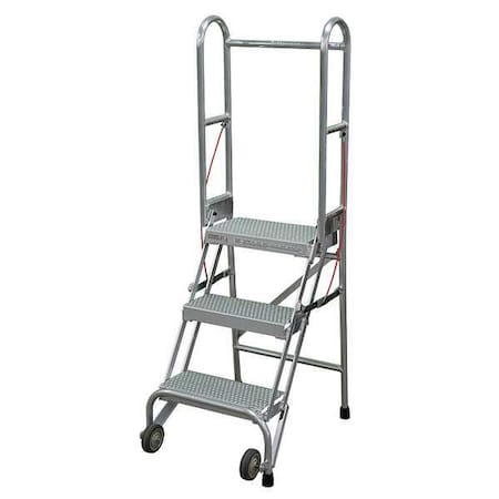 60 in H Aluminum Folding Rolling Ladder, 3 Steps, 350 lb Load Capacity MPN:SASA3A6E10C50P6