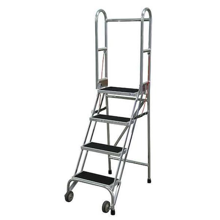 70 in H Aluminum Folding Rolling Ladder, 4 Steps, 350 lb Load Capacity MPN:SASA4A2E10C50P6