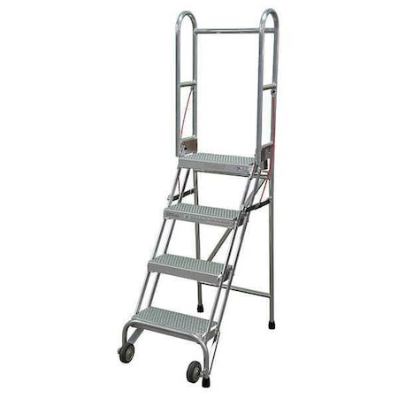 70 in H Aluminum Folding Rolling Ladder, 4 Steps, 350 lb Load Capacity MPN:SASA4A6E10C50P6