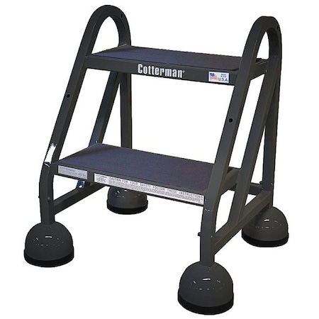 Rolling Step, 2 Steps, 22 in Overall Height, Steel, Black MPN:ST-200 A2 C7 P5