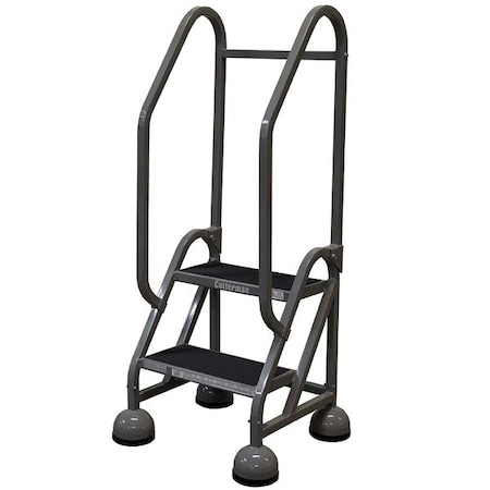 48 in H Steel Rolling Ladder, 2 Steps, 450 lb Load Capacity MPN:ST-201 A2 C1 P5