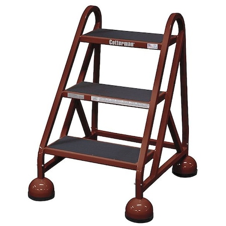 Rolling Step, 3 Steps, 31 in Overall Height, Steel, Brown MPN:ST-300 A2 C4 P5