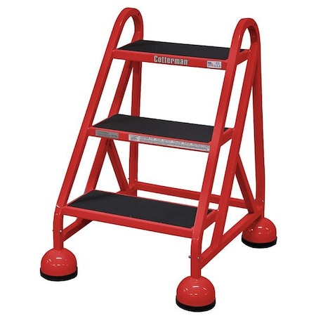 Rolling Platform, 3 Steps, 31 in Overall Height, Steel, Red MPN:ST-300 A2 C6 P5