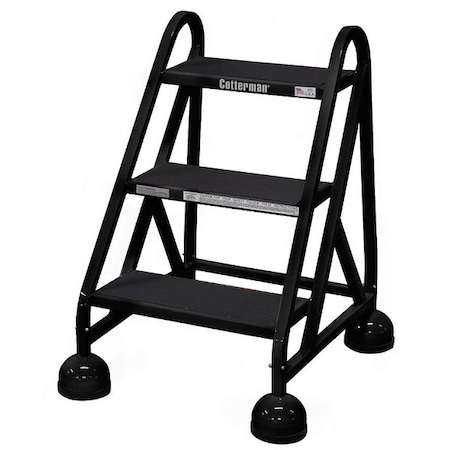 Rolling Platform, 3 Steps, 31 in Overall Height, Steel, Black MPN:ST-300 A2 C7 P5