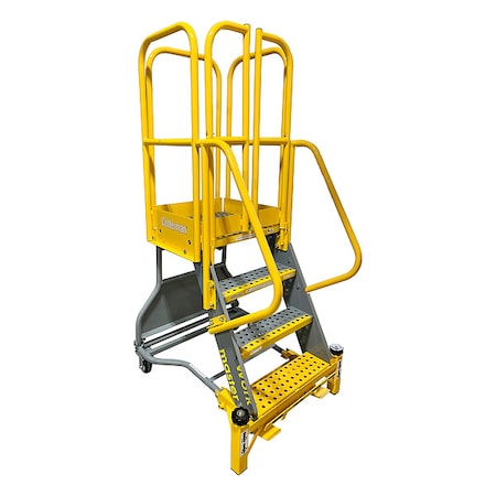 6.8 ft H Steel Rolling Ladder, 4 Steps MPN:WMX04R37A3FGP6