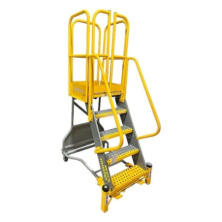 7.7 ft H Steel Rolling Ladder, 5 Steps MPN:WMX05R37A6FGP3