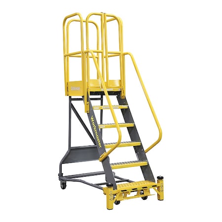 8.5 ft H Steel Rolling Ladder, 6 Steps MPN:WMX06R37A6FGP3