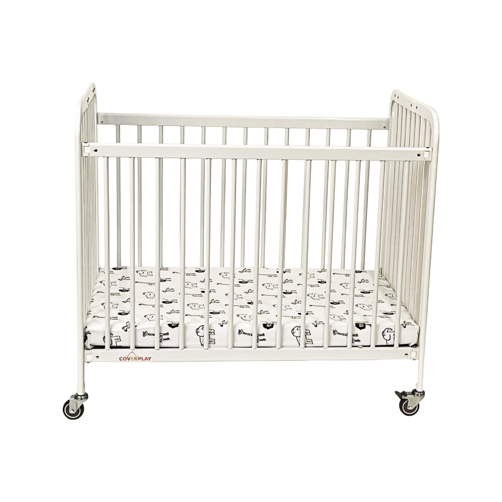 Coverplay Compact Metal Infant Crib, 26inH x 36inW x 39-1/2inD, White/Gray MPN:213CONOR
