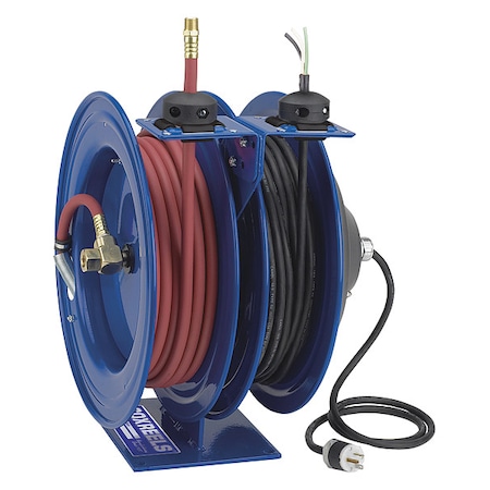 Dual Reel Spring Return Hose Reel, 3/8 in Hose Diameter, 50 ft Length, 300 psi Max. Pressure, Brass MPN:C-L350-5012-X