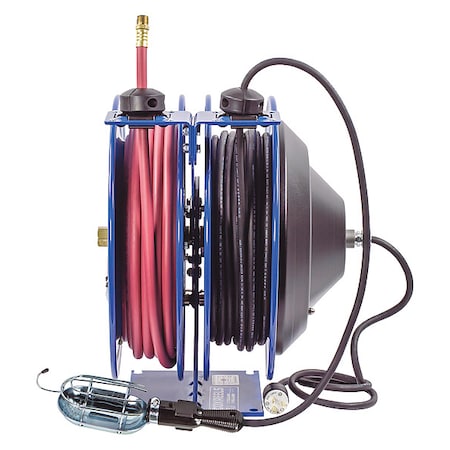 Dual Reel Spring Return Hose Reel, 3/8 in Hose Diameter, 50 ft Length, 300 psi Max. Pressure, Brass MPN:C-L350-5016-E