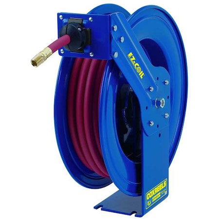 Spring Return Hose Reel, 3/8 in Hose Diameter, 100 ft Length, 300 psi Max. Pressure, Brass, Blue MPN:EZ-SH-3100