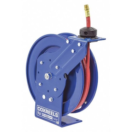 Spring Return Hose Reel, 3/8 in Hose Diameter, 25 ft Length, 300 psi Max. Pressure, Brass, Blue MPN:P-LP-325