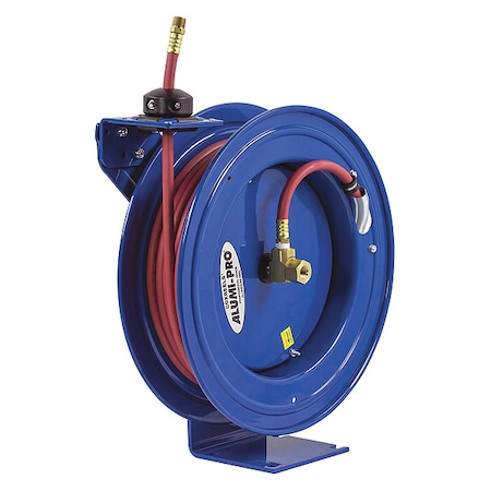 Spring Return Hose Reel, 1/2 in Hose Diameter, 25 ft Length, 300 psi Max. Pressure, Brass MPN:P-LP-425-AL