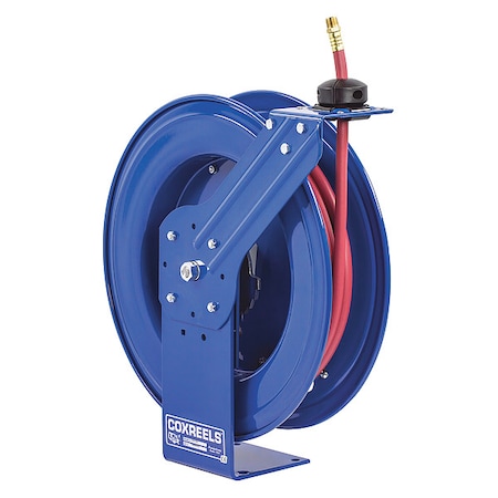 Spring Return Hose Reel, 3/8 in Hose Diameter, 50 ft Length, 300 psi Max. Pressure, Brass, Blue MPN:SH-N-350