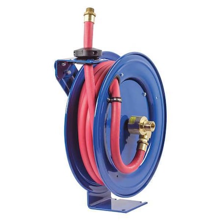 Spring Return Hose Reel, 3/4 in Hose Diameter, 25 ft Length, 300 psi Max. Pressure, Brass, Blue MPN:SHF-N-525