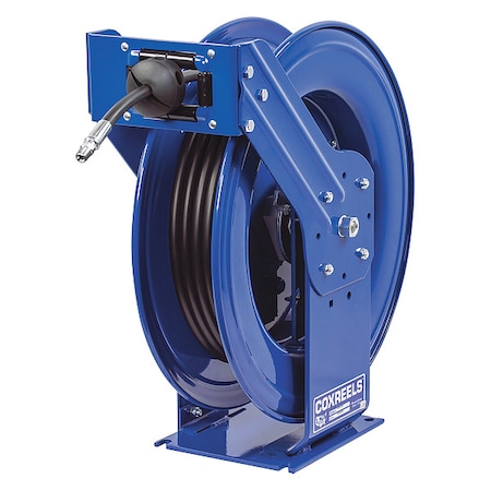 Spring Return Hose Reel, 3/8 in Hose Diameter, 75 ft Length, 4, 000 psi Max. Pressure, Brass, Blue MPN:THP-N-375