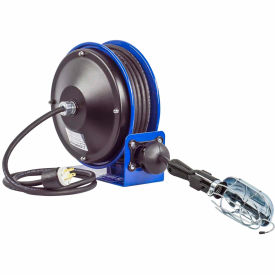 Coxreels PC10-3016-E Compact Efficient Heavy Duty Power Cord Reel w Incand Caged Drop Light w/ Tap PC10-3016-E