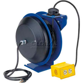Coxreels PC19-7512-B 75' 12 AWG Power Cord Spring Rewind Reel Quad Industrial Receptacle PC19-7512-B