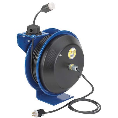 Cord Reel, Spring Retracted, NEMA 5-15R, 16 AWG, Blue Reel Color, 50 ft Length, 1 Outlets MPN:EZ-PC13-5016-A