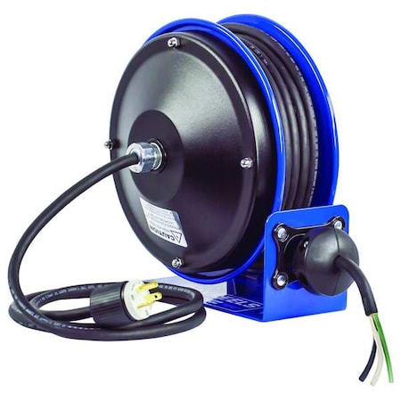 Cord Reel With Hand Lamp, Spring Retracted, Flying Lead, 12 AWG, Blue Reel Color, 30 ft Length MPN:PC10-3012-X