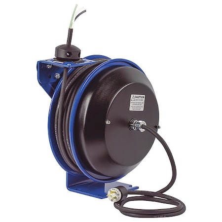Cord Reel, Spring Retracted, 12 AWG, Blue Reel Color, 50 ft Length, 0 Outlets MPN:PC13-5012-X