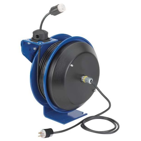 Cord Reel, Spring Retracted, NEMA 5-15R, 16 AWG, Blue Reel Color, 50 ft Length, 1 Outlets MPN:PC13-5016-A