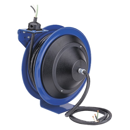 Cord Reel, Spring Retracted, 10 AWG, Blue Reel Color, 50 ft Length, 1 Outlets MPN:PC17-3510-X
