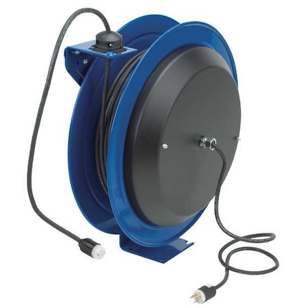 Cord Reel, Spring Retracted, NEMA 5-20R, 12 AWG, Blue Reel Color, 75 ft Length, 1 Outlets MPN:PC19-7512-A
