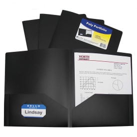 C-Line Products Two-Pocket Heavyweight Poly Portfolio Folder Black 25 Folders/Set 33951-BX