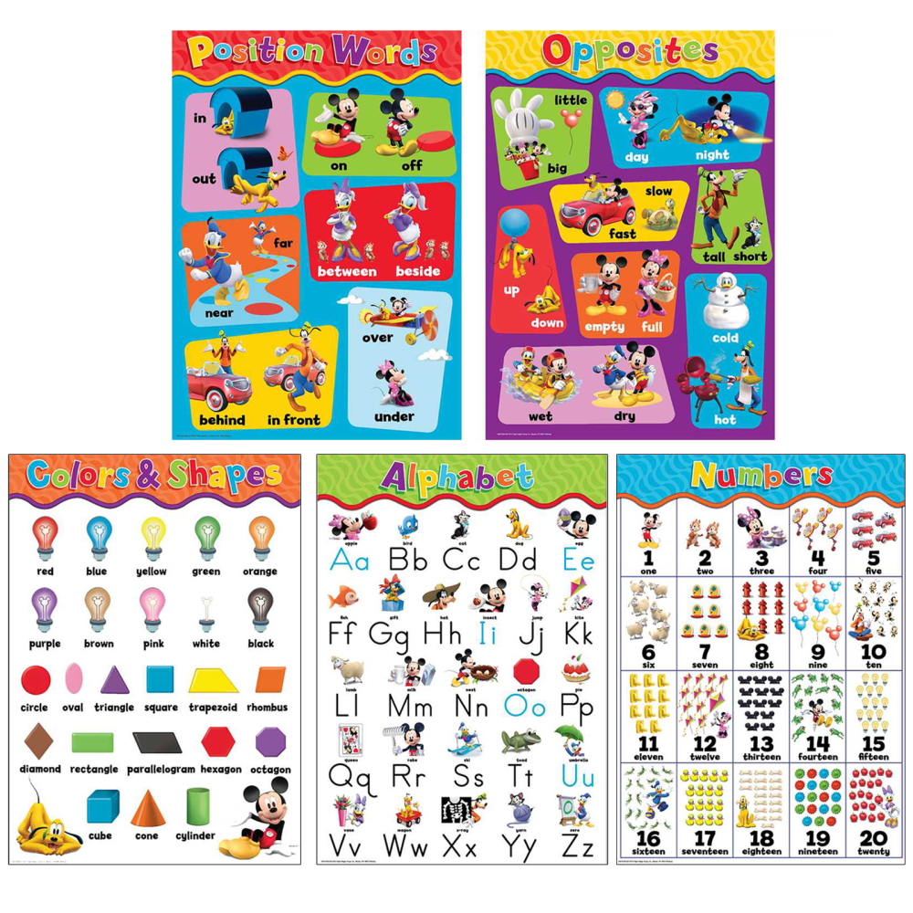 Eureka School Mickey Mouse Clubhouse Beginning Concepts Bulletin Board Set, Multicolor, Set Of 5 Pieces MPN:EU-847533