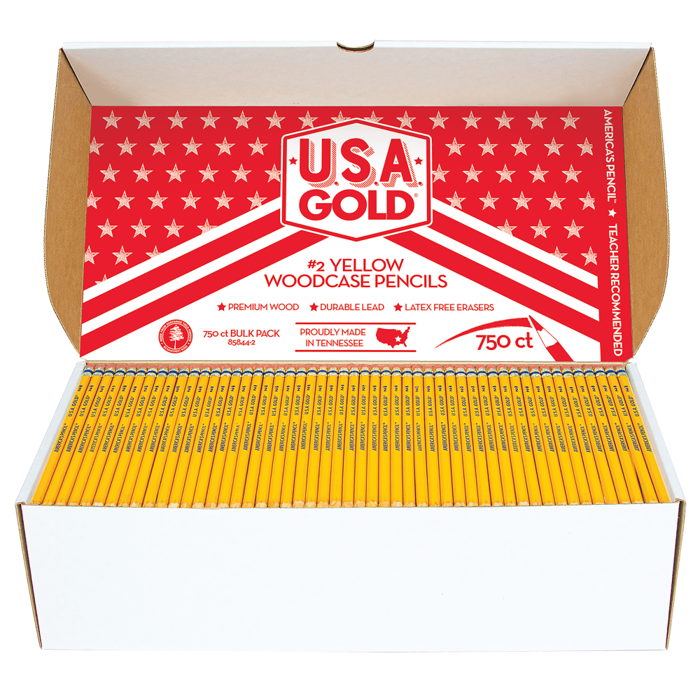 Cra-Z-Art U.S.A. Gold Sharpened Pencils, #2 Lead, Medium, Yellow, Box Of 750 Pencils MPN:85844-2-P