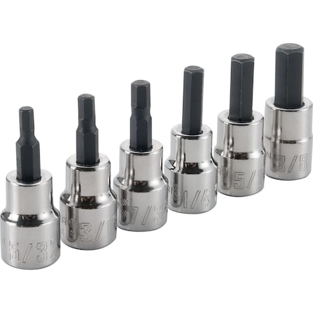 Sockets, 6-pc SAE Hex Bit Socket, SAE 3/8