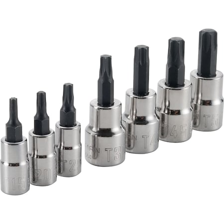 Sockets, 7-pc Torx Bit Sockets, Torx 3/8